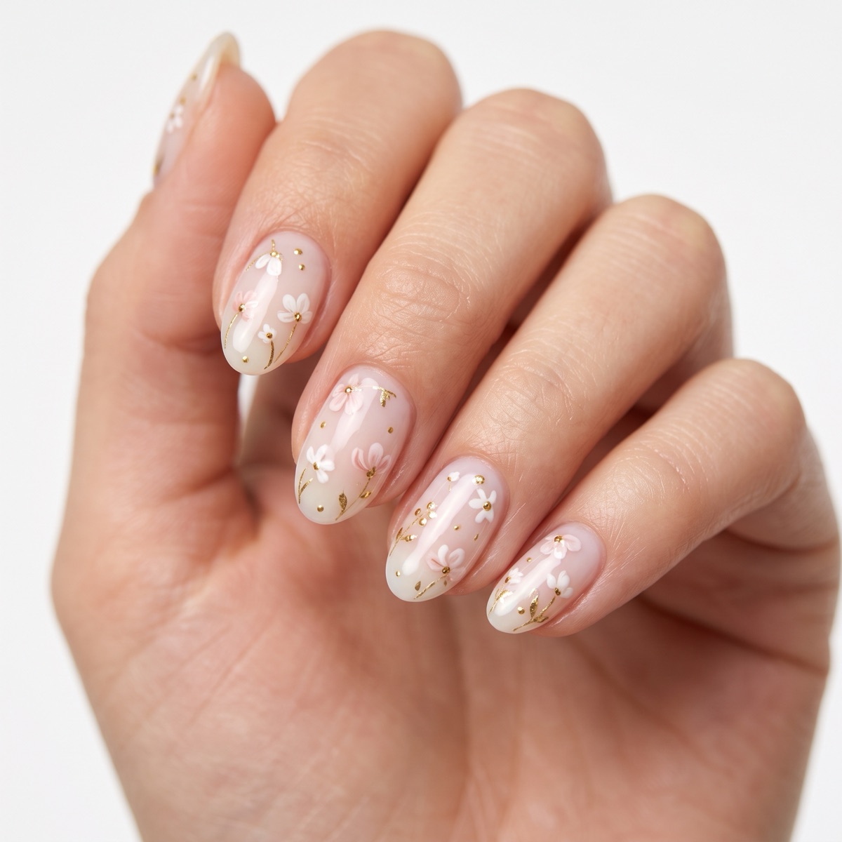 Design concept, AI-generated illustration: floral nail art